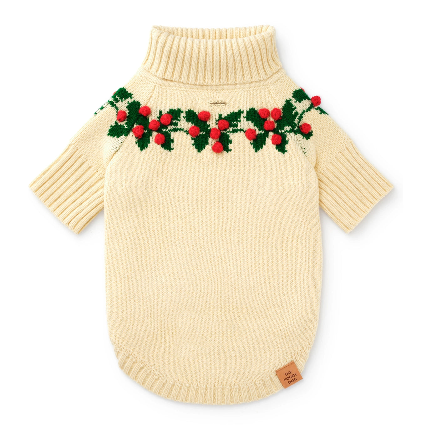 The Foggy Dog Holly Bobble Holiday Dog Sweater