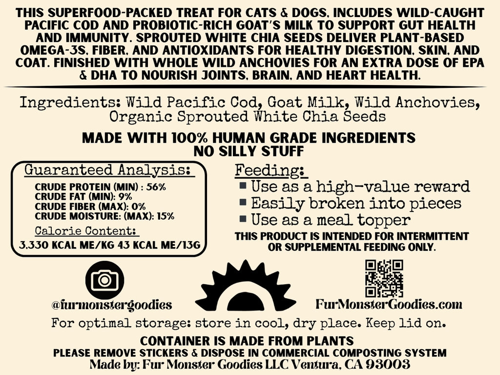 Fur Monster Goodies Wild-Caught Cod Bark: Air Dried Jerky Treat