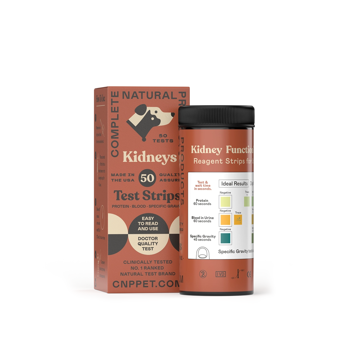 Complete Natural Products Kidney & Bladder Test Strips For Dogs and Cats & Other Pets - 50ct