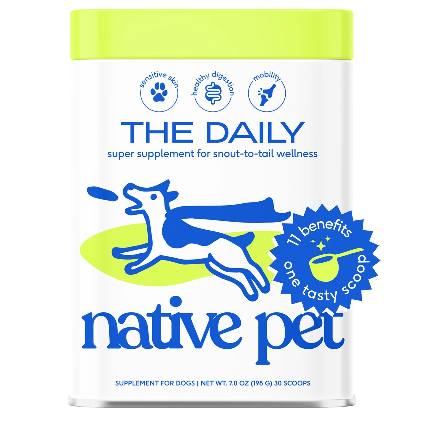Native Pet The Daily Powder Supplement, 11-in-1 Multivitamins For Dogs