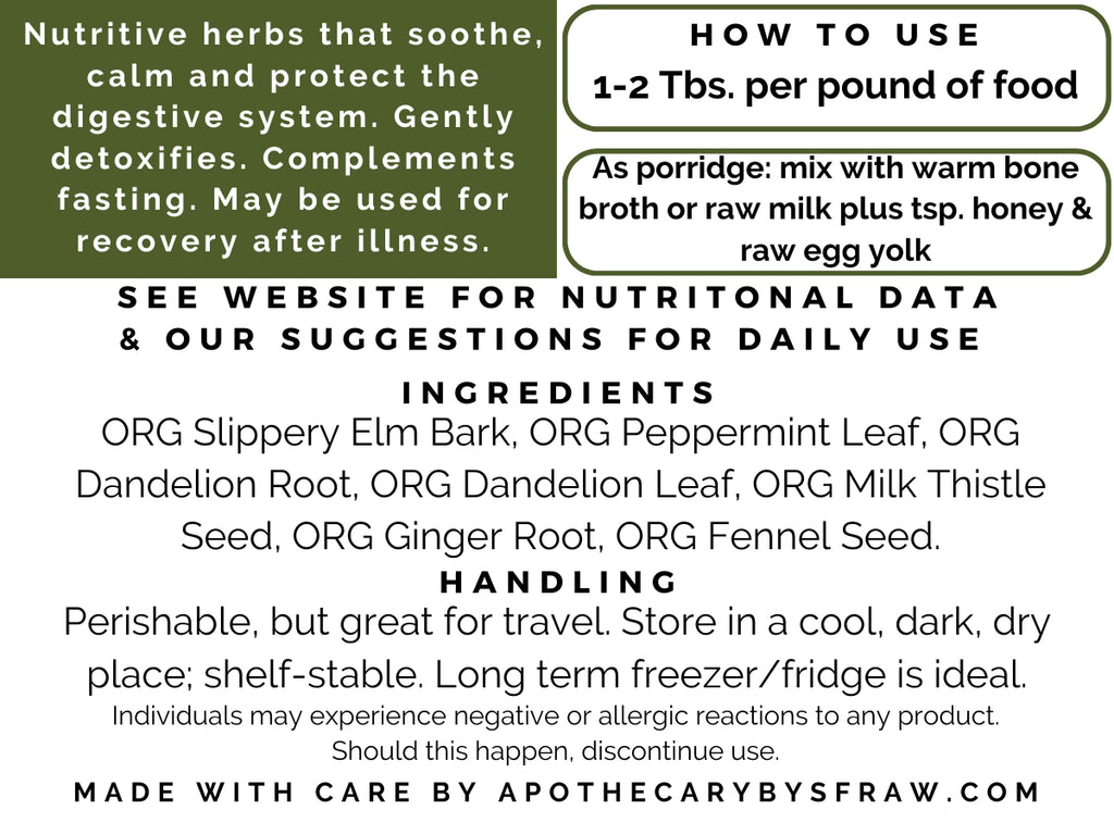 Apothecary By SFRAW Starter's Blend: Stomach Soothing Detox Herbs, 500CC Jar