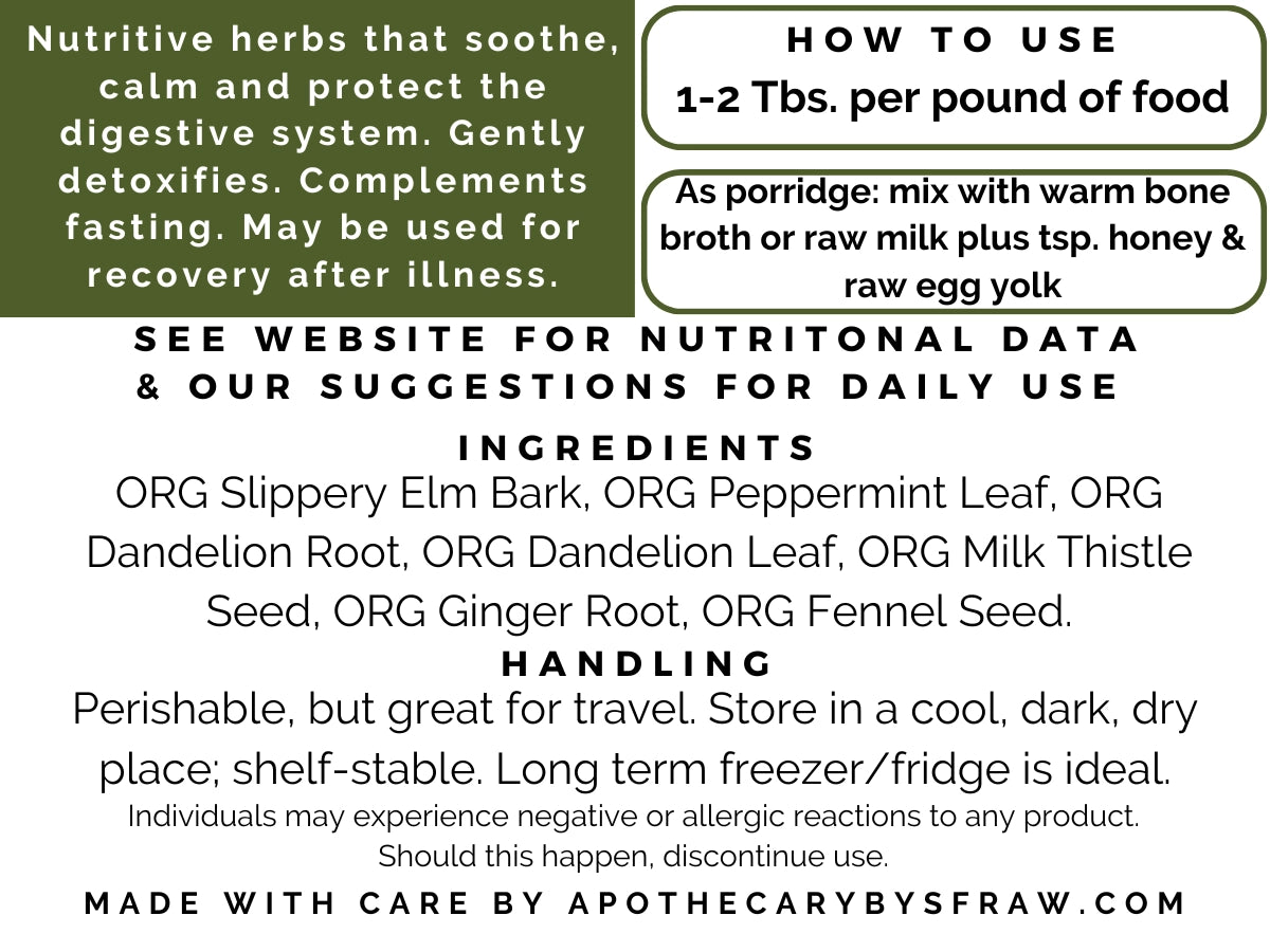 Apothecary By SFRAW Starter's Blend: Stomach Soothing Detox Herbs, 500CC Jar