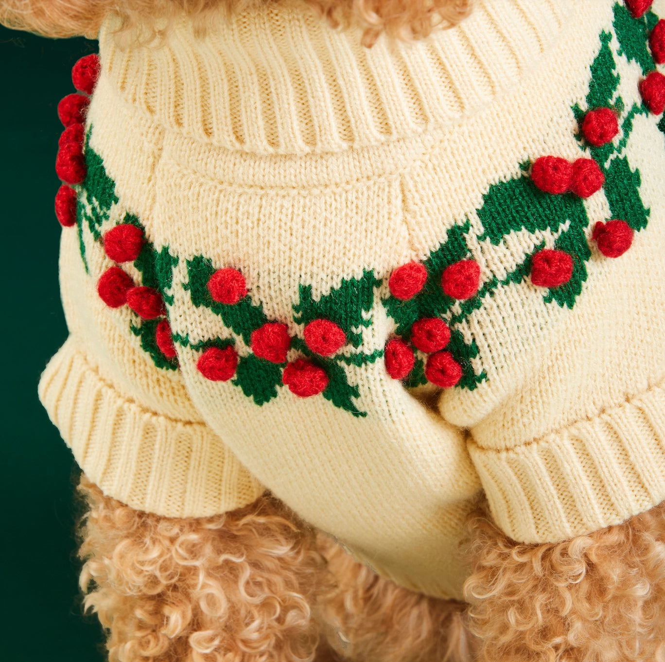 The Foggy Dog Holly Bobble Holiday Dog Sweater