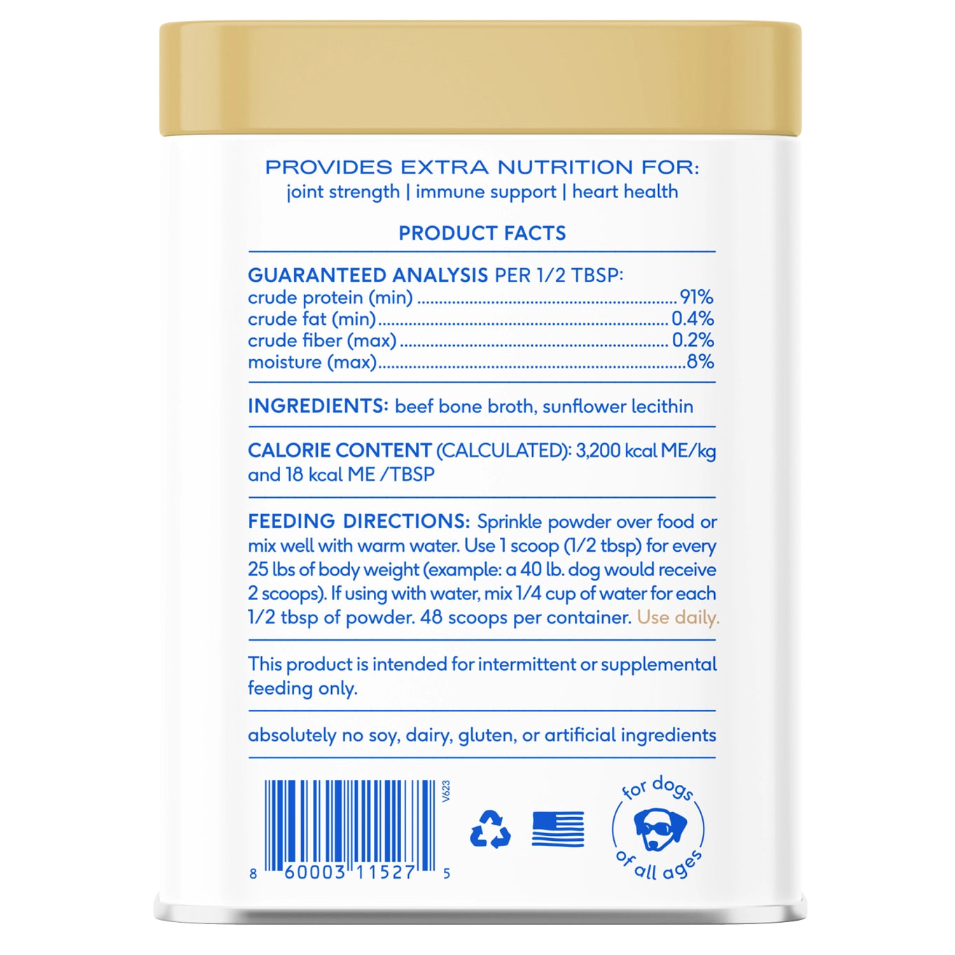 Native Pet Beef Bone Broth Powder, Grain-Free Food Topper