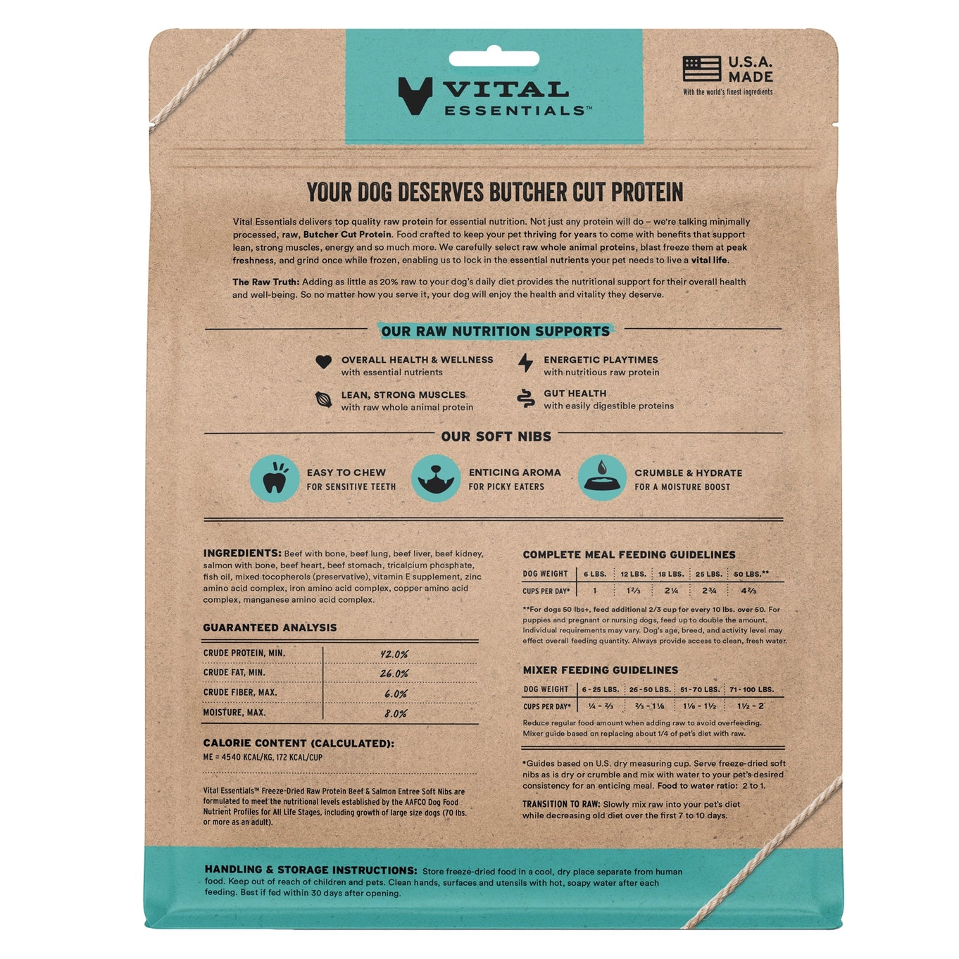 Vital Essentials Beef Salmon Entree & Mix Soft Nibs 14oz