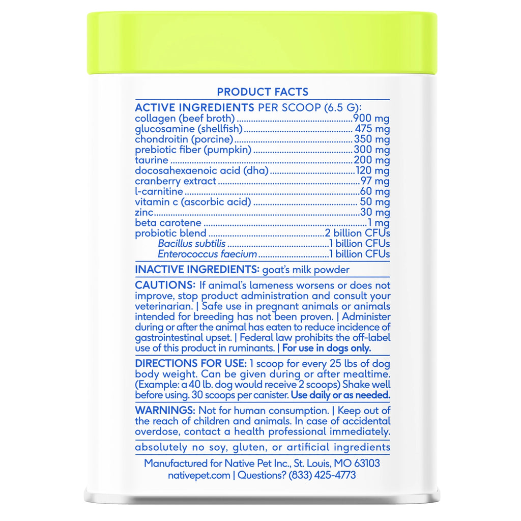 Native Pet The Daily Powder Supplement, 11-in-1 Multivitamins For Dogs