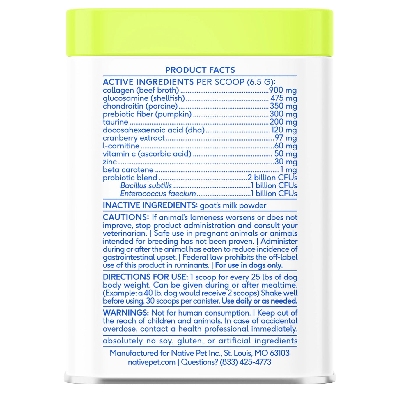 Native Pet The Daily Powder Supplement, 11-in-1 Multivitamins For Dogs