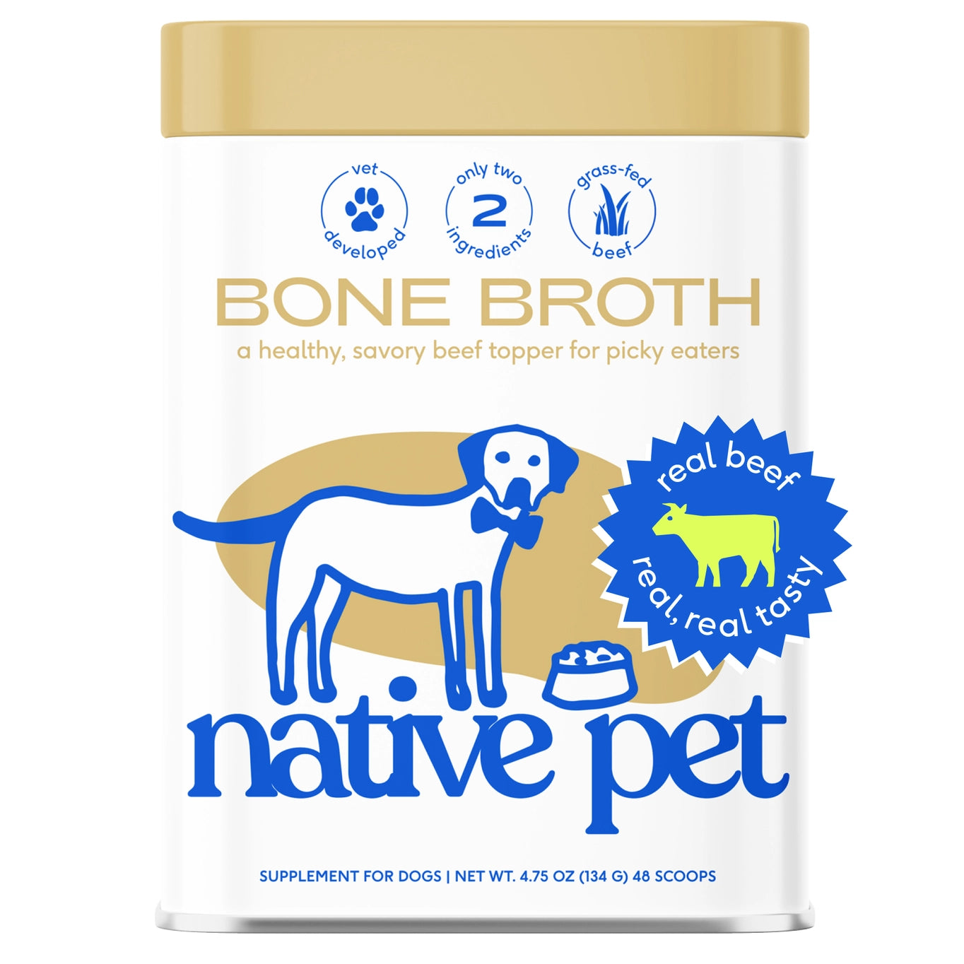 Native Pet Beef Bone Broth Powder, Grain-Free Food Topper
