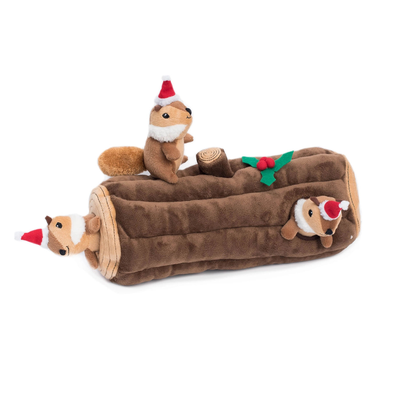 Holiday Zippy Burrow - Yule Log - Christmas Dog Toy