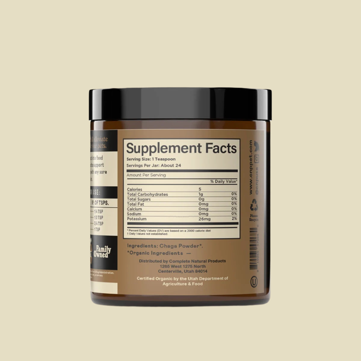 Organic Chaga Mushroom Powder For Dogs and Cats
