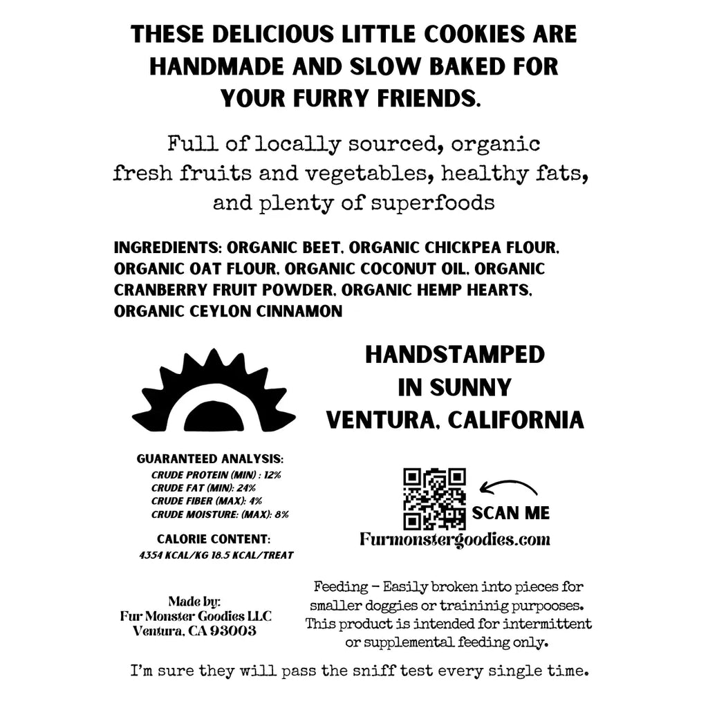 Fur Monster Goodies Organic Beet Superfood Dog Cookie: Baked Treat For Dogs