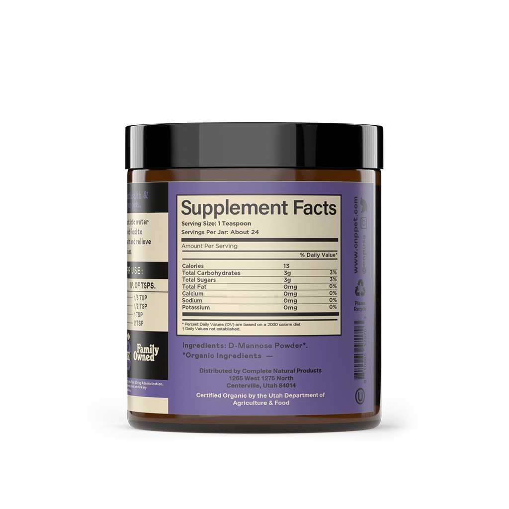 Complete Natural Products Organic D-Mannose Powder For Dogs and Cats