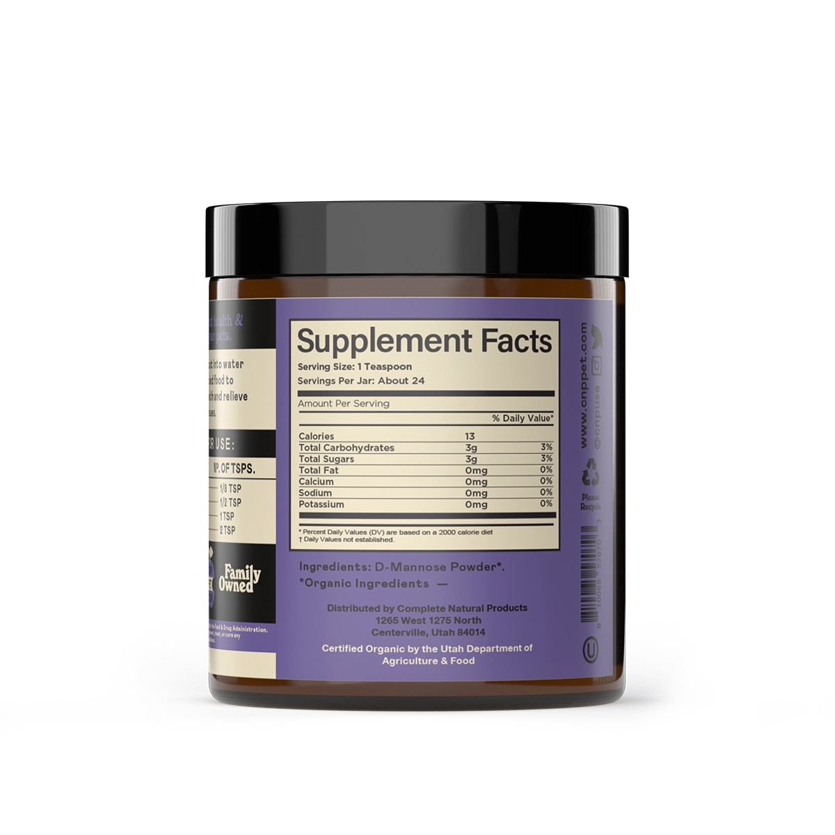 Complete Natural Products Organic D-Mannose Powder For Dogs and Cats