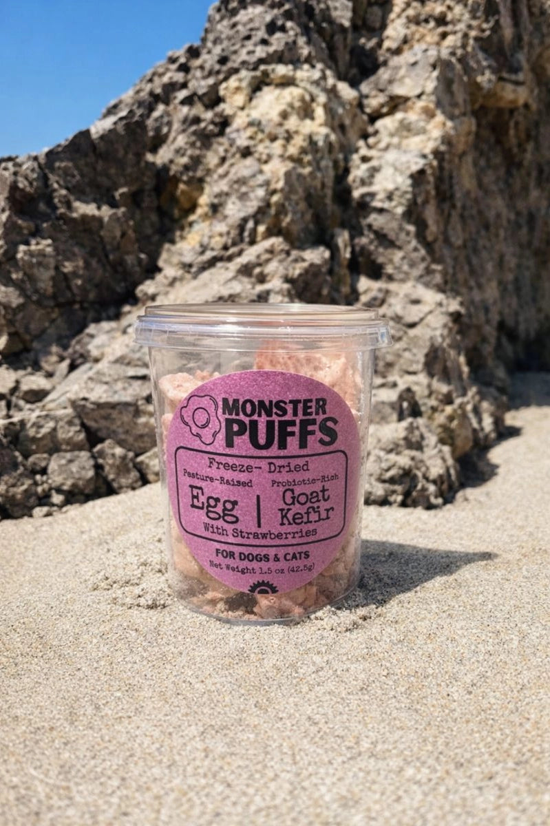 Fur Monster Goodies Freeze-Dried Organic Egg & Goat Kefir: Organic Strawberry