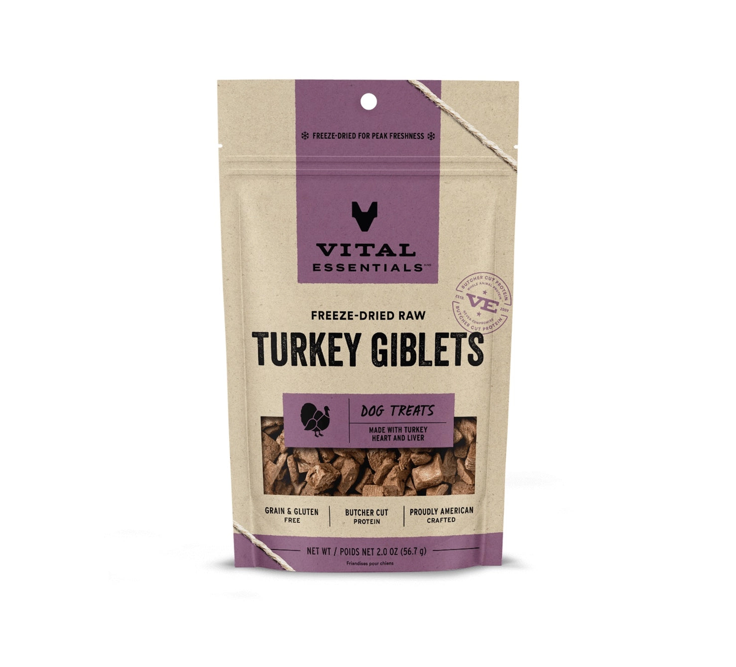 Vital Essentials Raw Turkey Giblets Fd Dog Treats 2.0 oz
