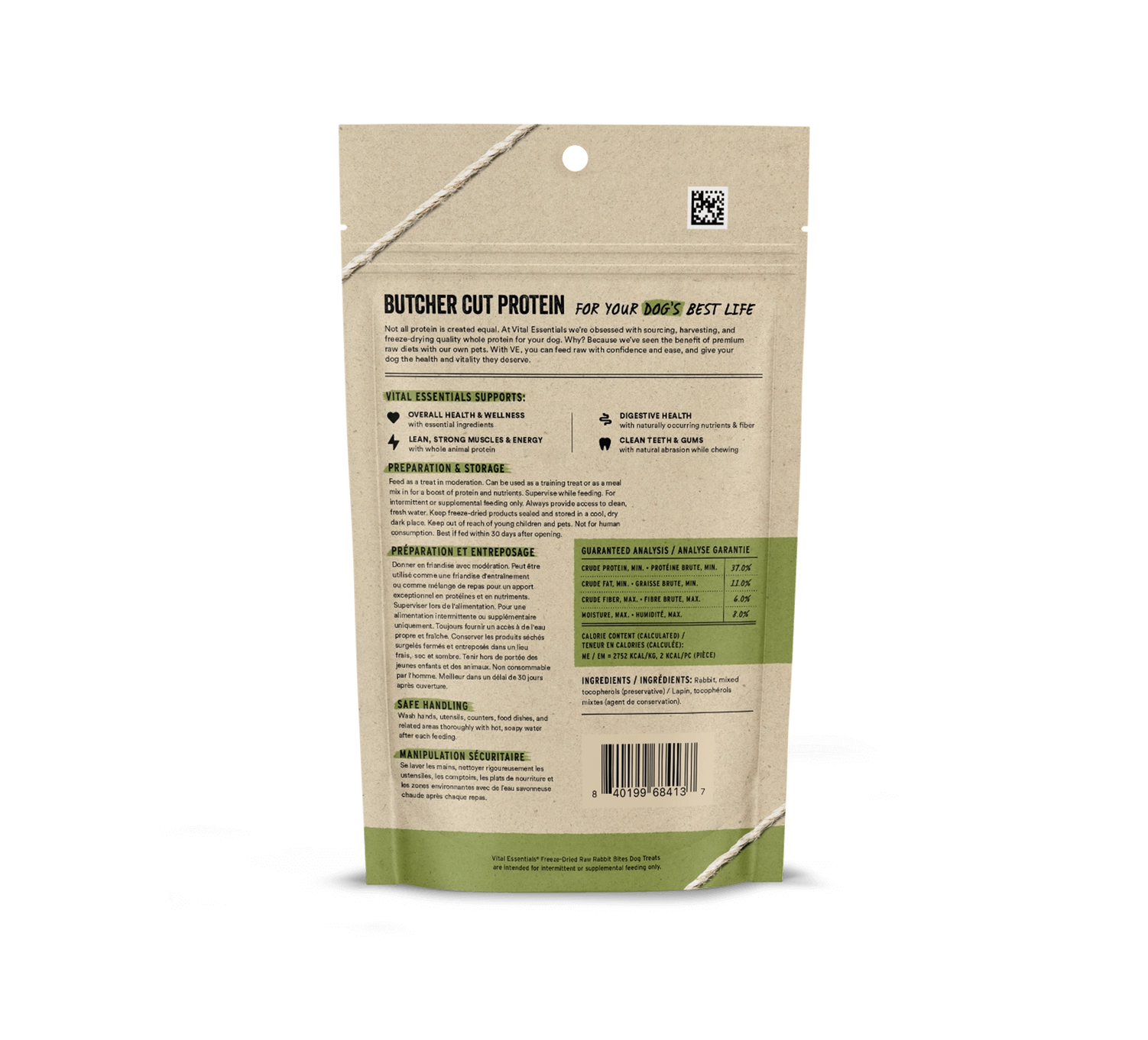 Vital Essentials Rabbit Bites Dog Treats 2 oz