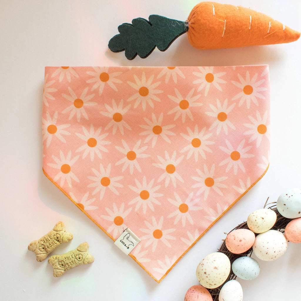 Lucy And Co. Retro Daisies On Pink Bandana