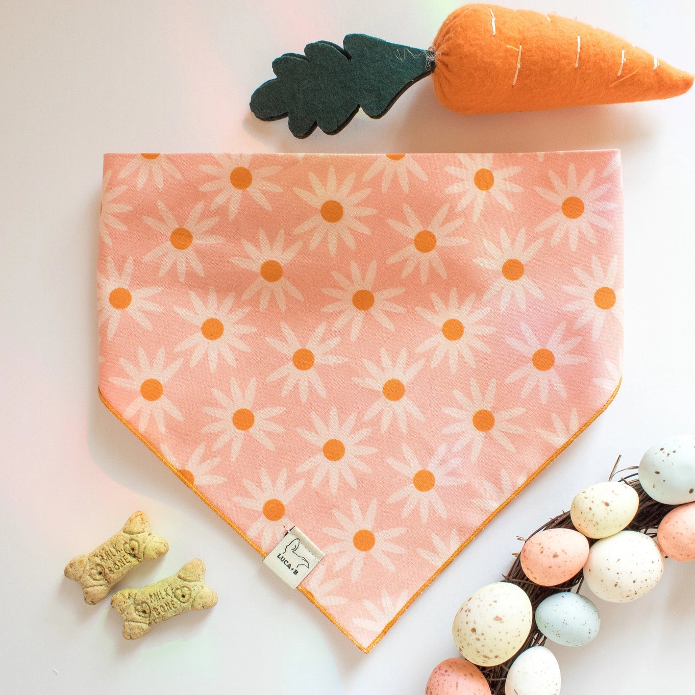 Lucy And Co. Retro Daisies On Pink Bandana