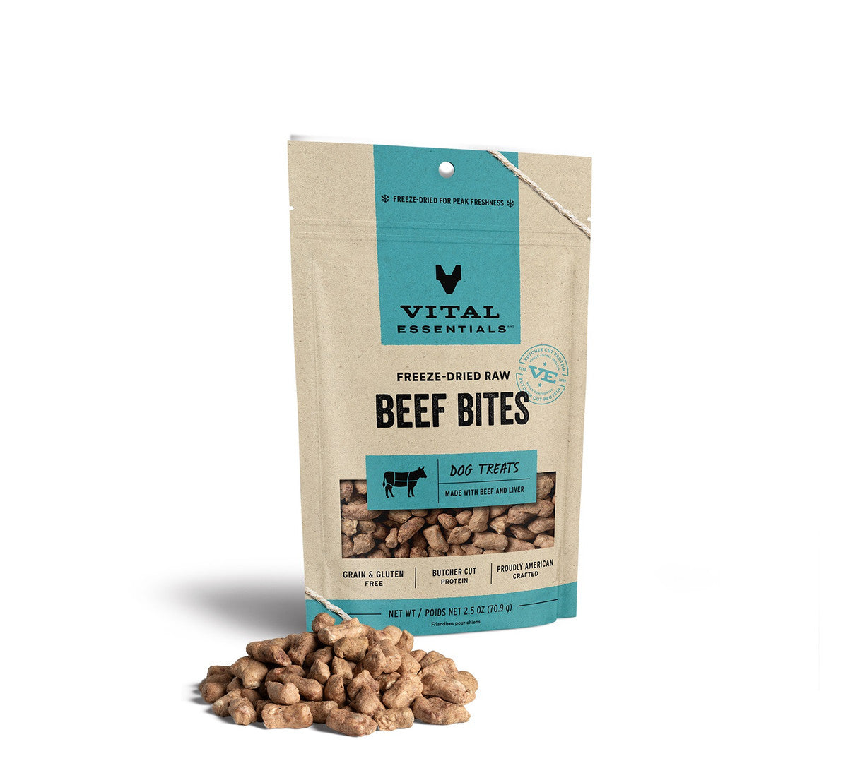 Vital Essentials Beef Bites Dog Treats 2.5 oz