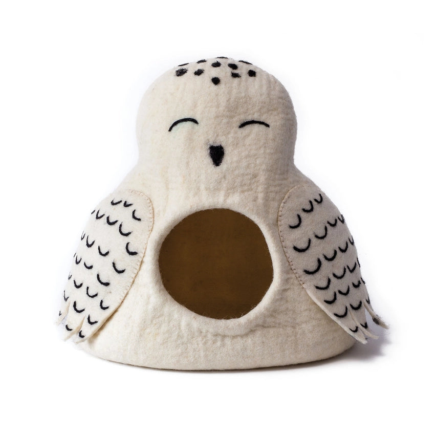Karma Cat Snowy Owl Wool Pet Cave