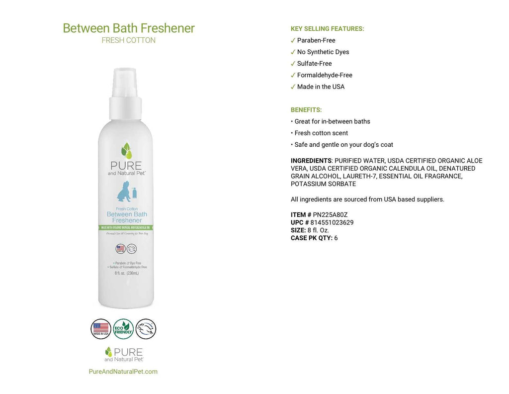 Pure And Natural Pet Between Bath Freshener For Dogs
