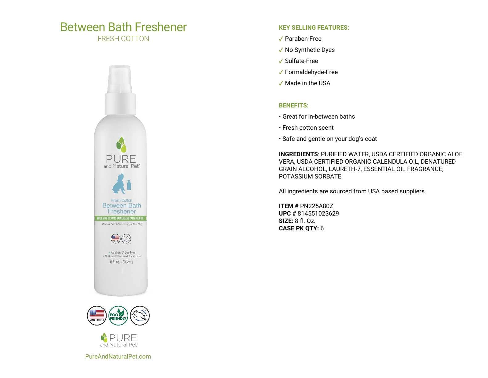 Pure And Natural Pet Between Bath Freshener For Dogs