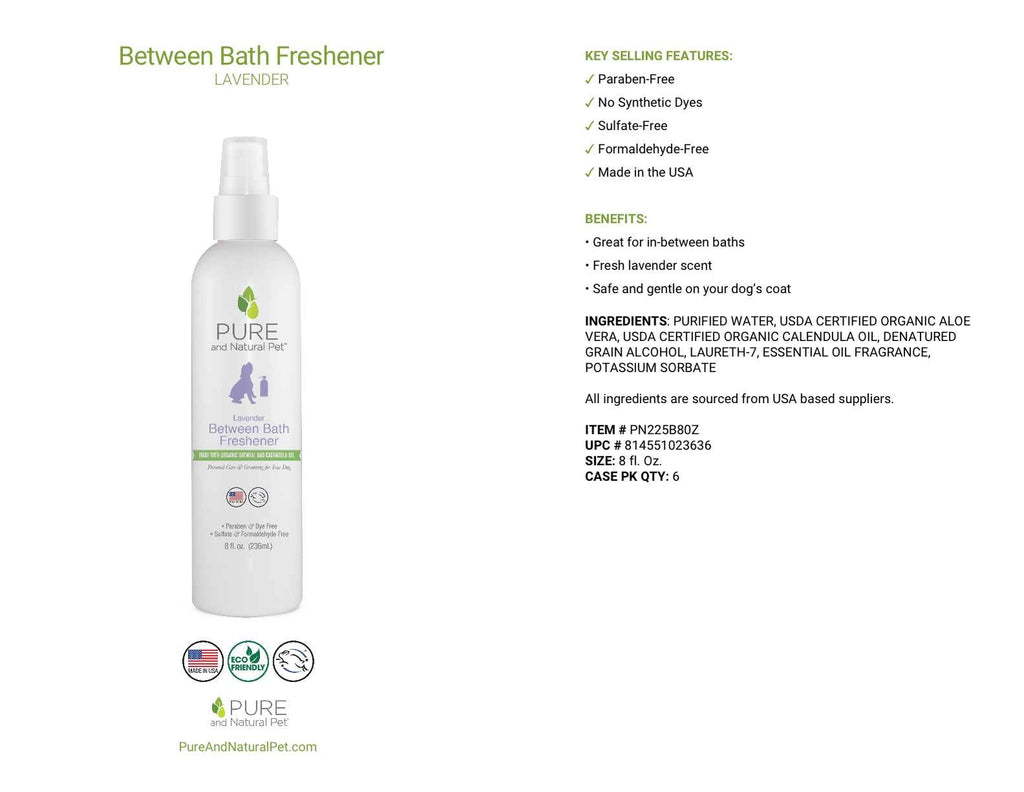 Pure And Natural Pet Between Bath Freshener For Dogs