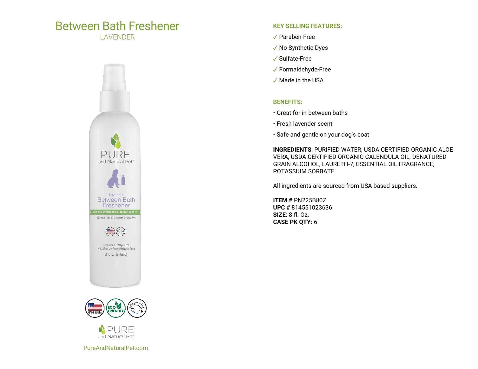 Pure And Natural Pet Between Bath Freshener For Dogs