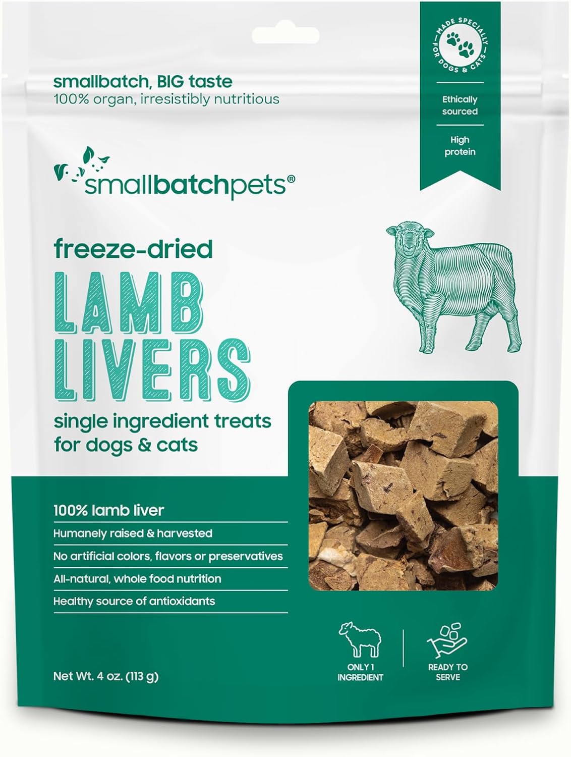 Smallbatchpets Freeze Dried Lamb Livers