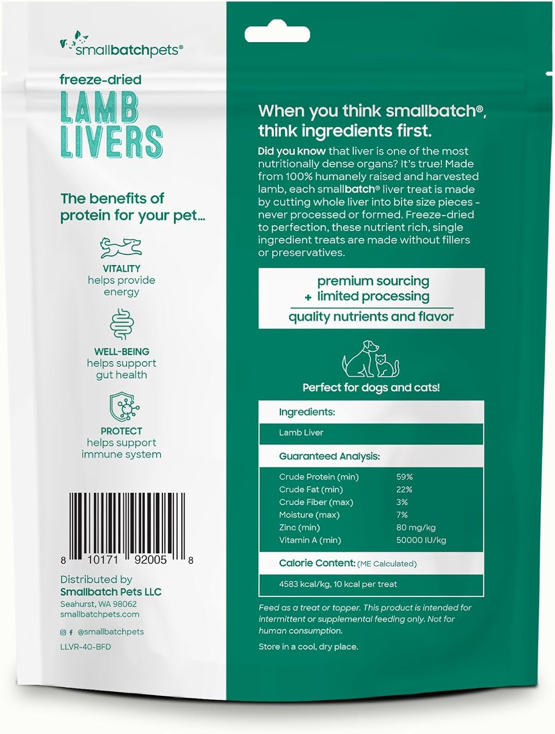 Smallbatchpets Freeze Dried Lamb Livers