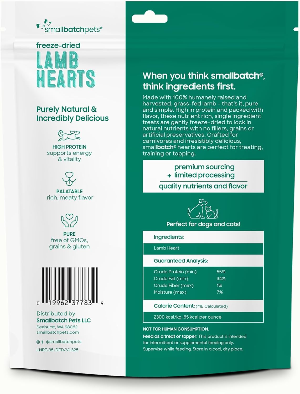 Smallbatchpets Freeze Dried Lamb Hearts