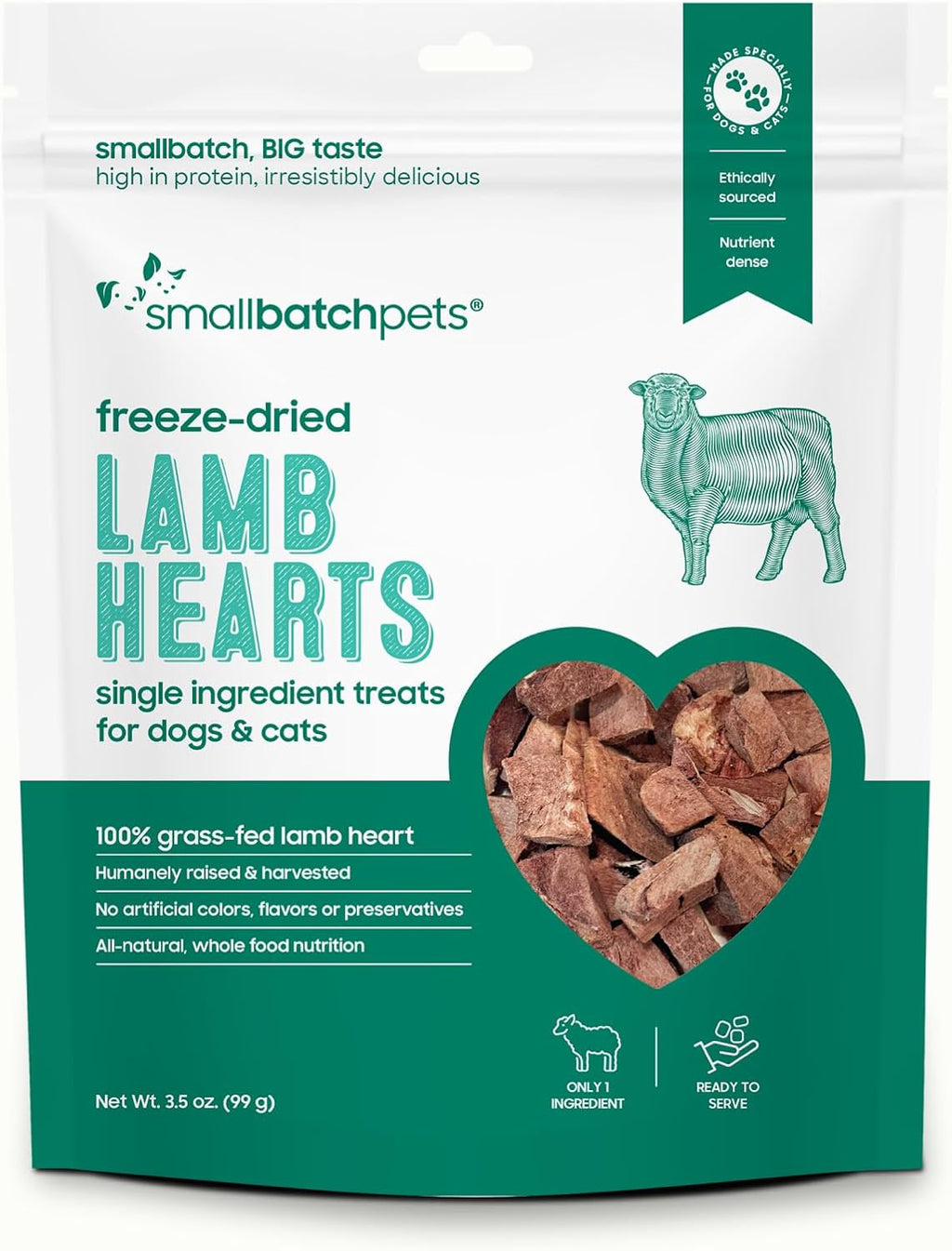 Smallbatchpets Freeze Dried Lamb Hearts