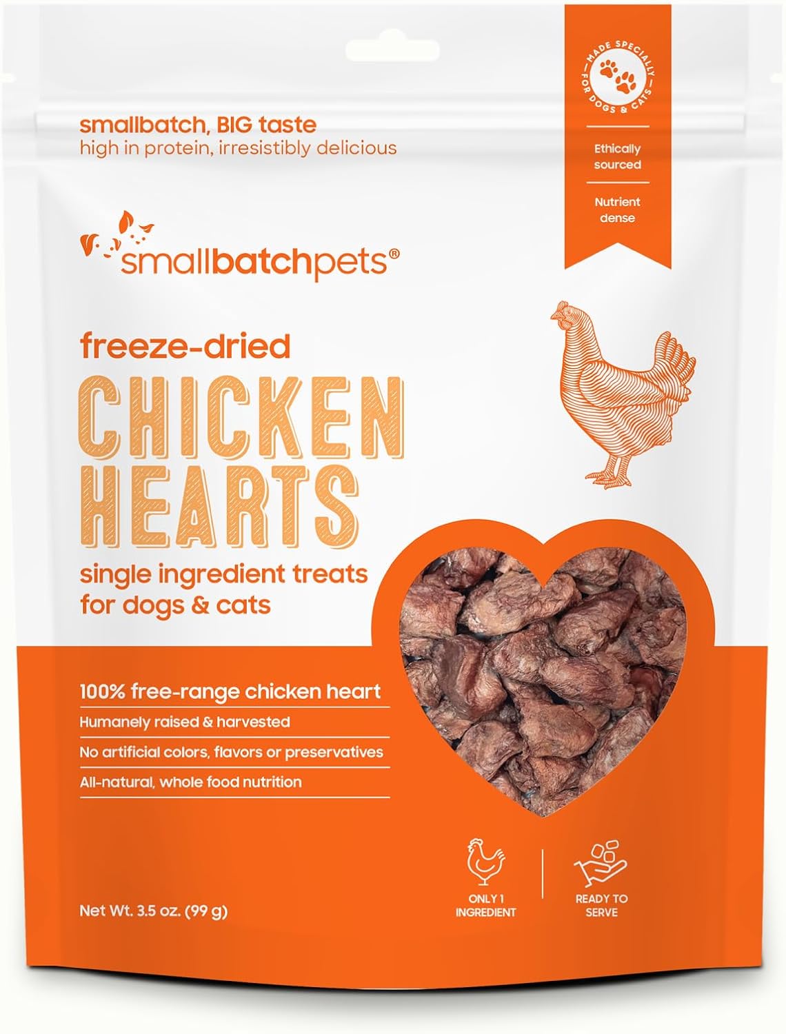 Smallbatchpets Freeze Dried Chicken Hearts