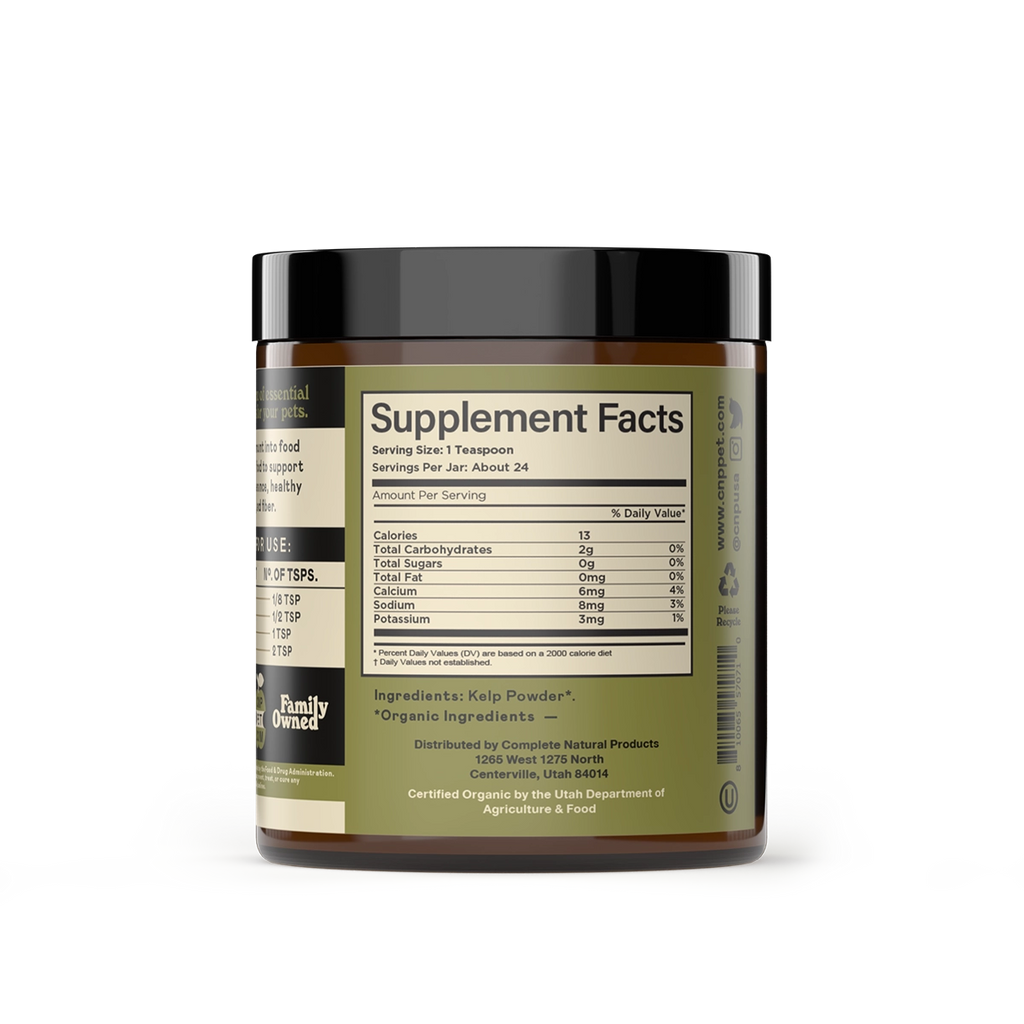 Complete Natural Products Organic Kelp Powder Supplement For Dogs and Cats