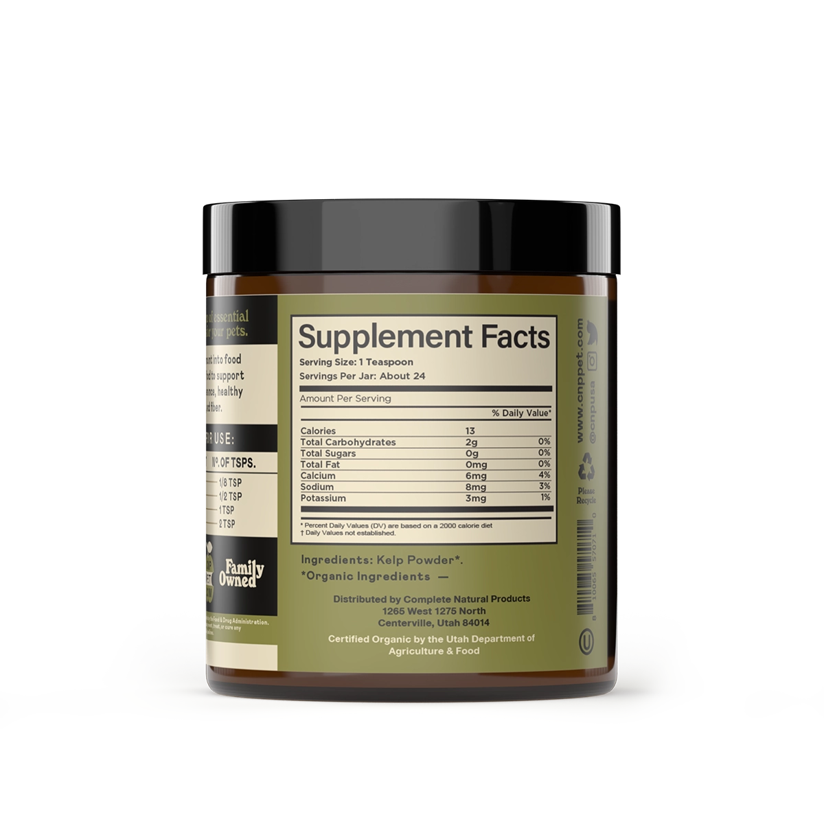 Complete Natural Products Organic Kelp Powder Supplement For Dogs and Cats