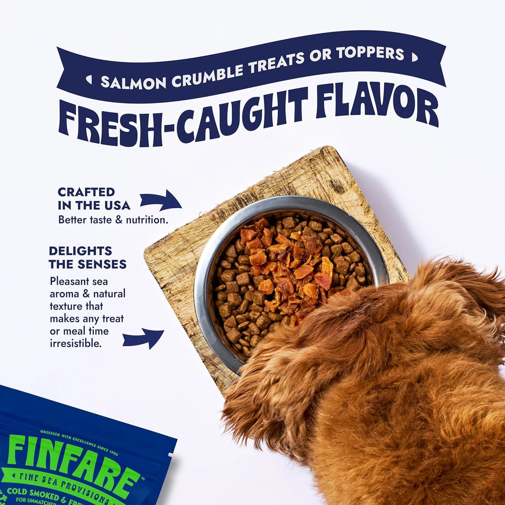 Finfare Freeze-Dried Salmon Crumbles (Treat & Topper) For Dogs & Cats