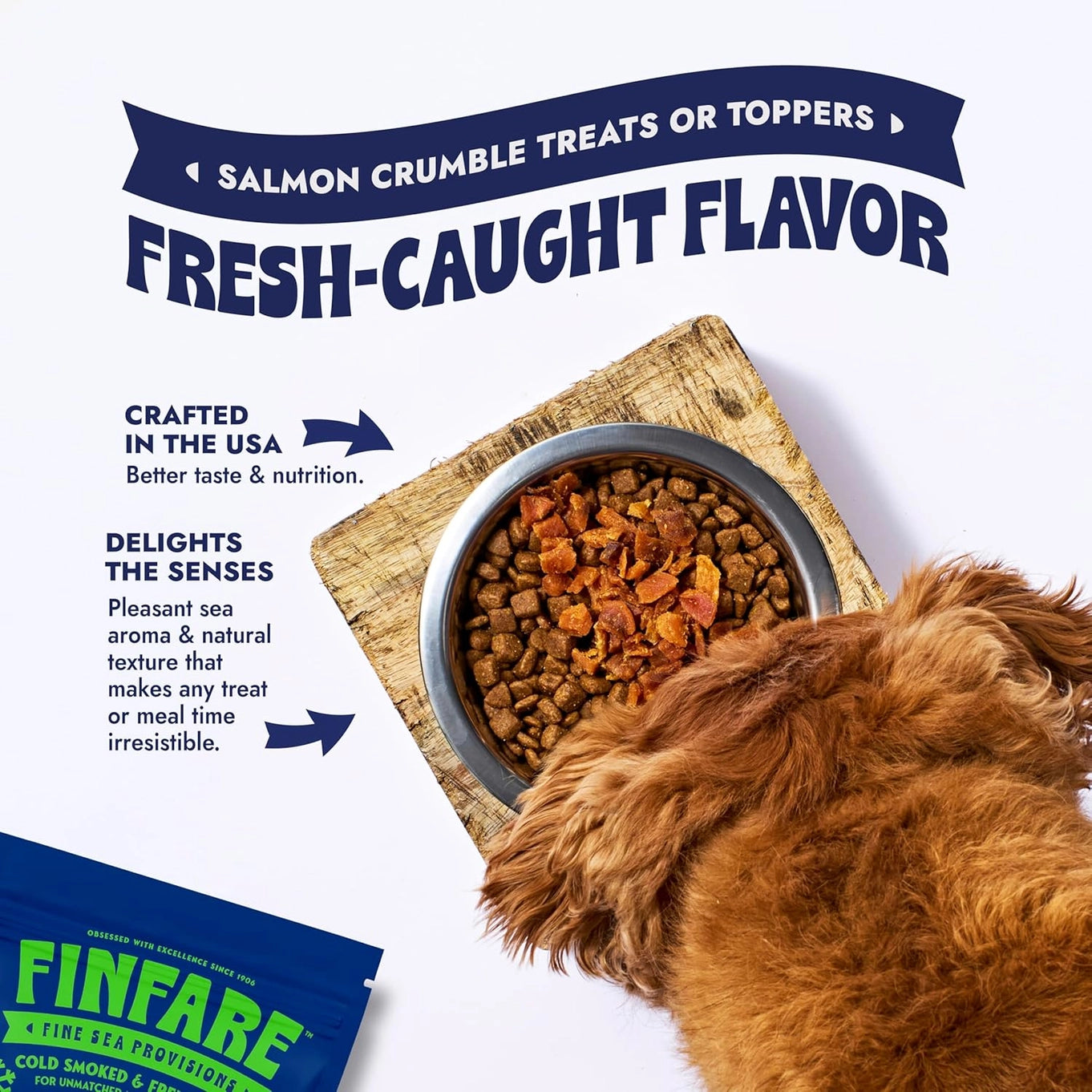 Finfare Freeze-Dried Salmon Crumbles (Treat & Topper) For Dogs & Cats