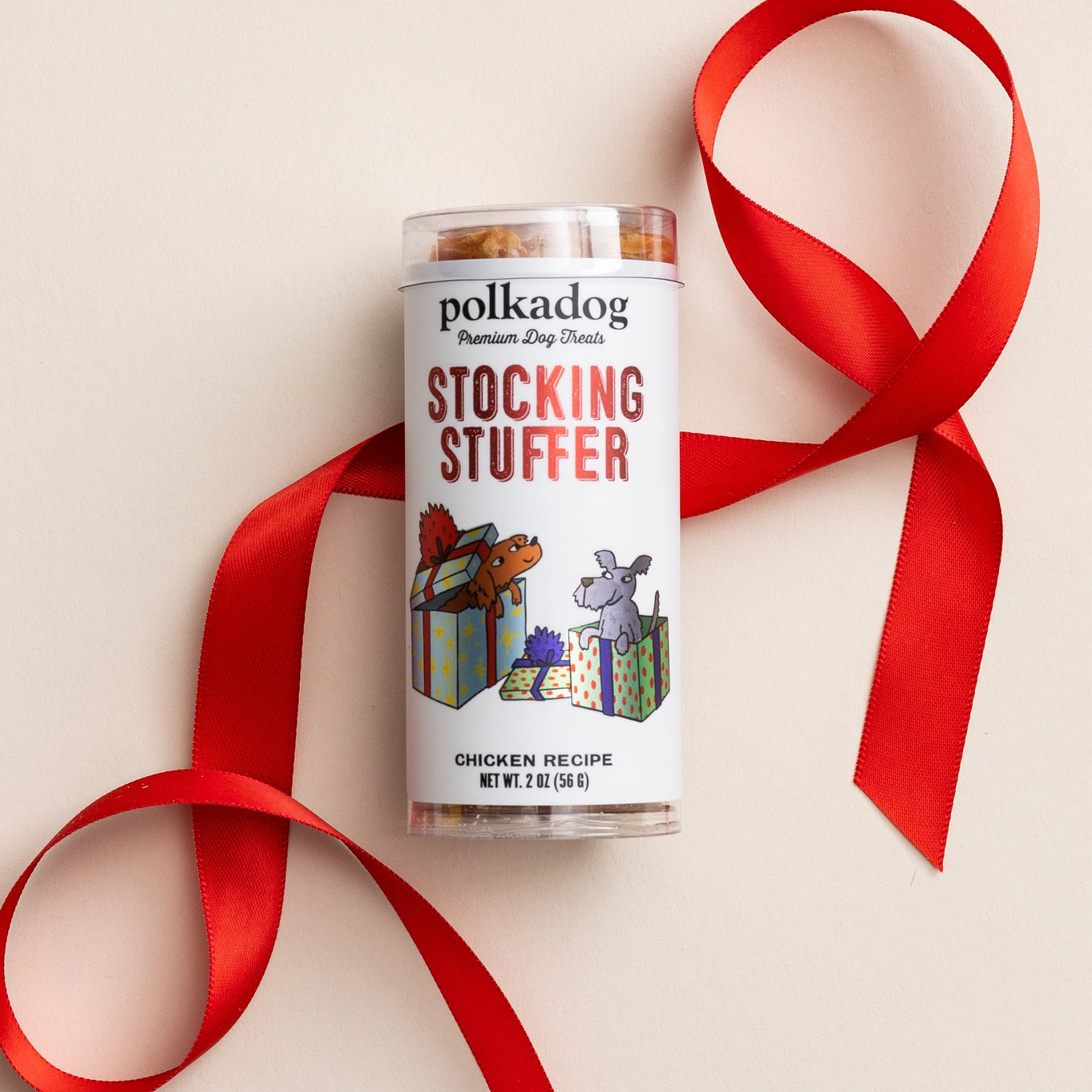 Polka Dog Holiday Mini Tube - Stocking Stuffer Dog Treats
