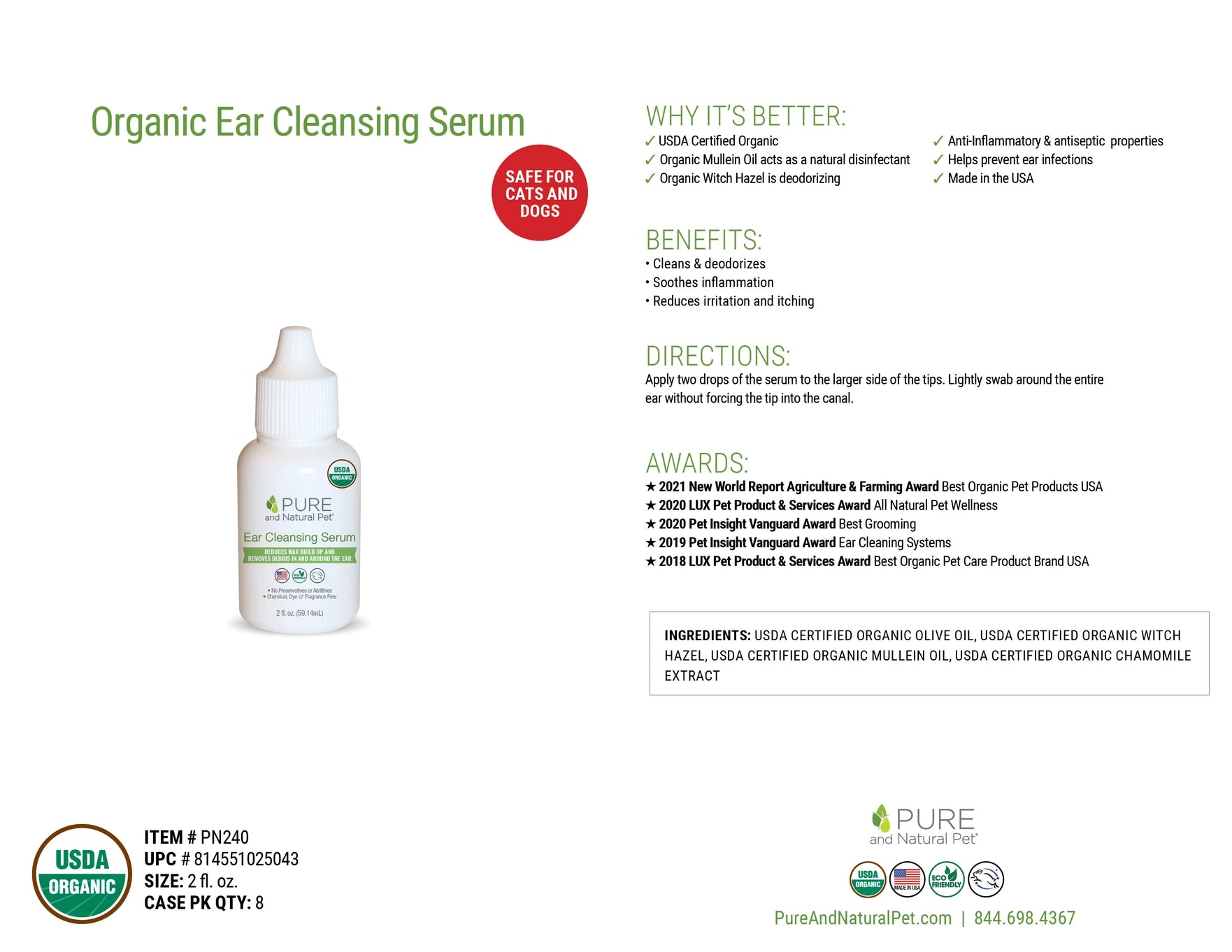 Pure And Natural Pet Ear Cleansing Serum For Dogs
