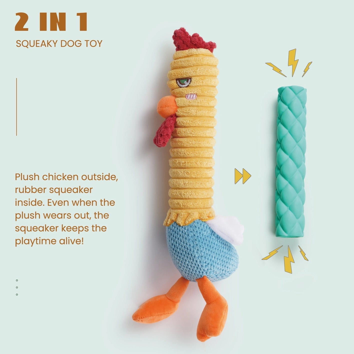 Nocciola 3 in 1 Chicken Rubber Dog Toy
