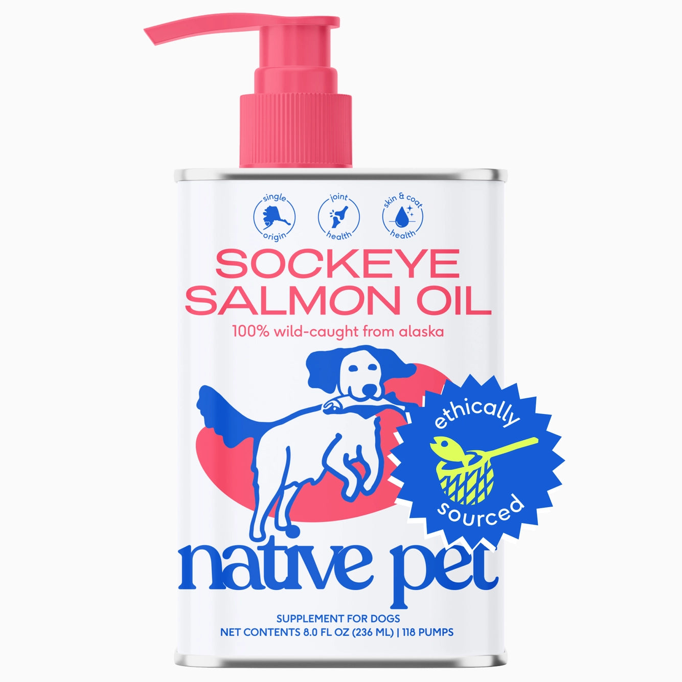 Native Pet Wild-Caught Alaskan Sockeye Salmon Oil, Skin & Coat Health