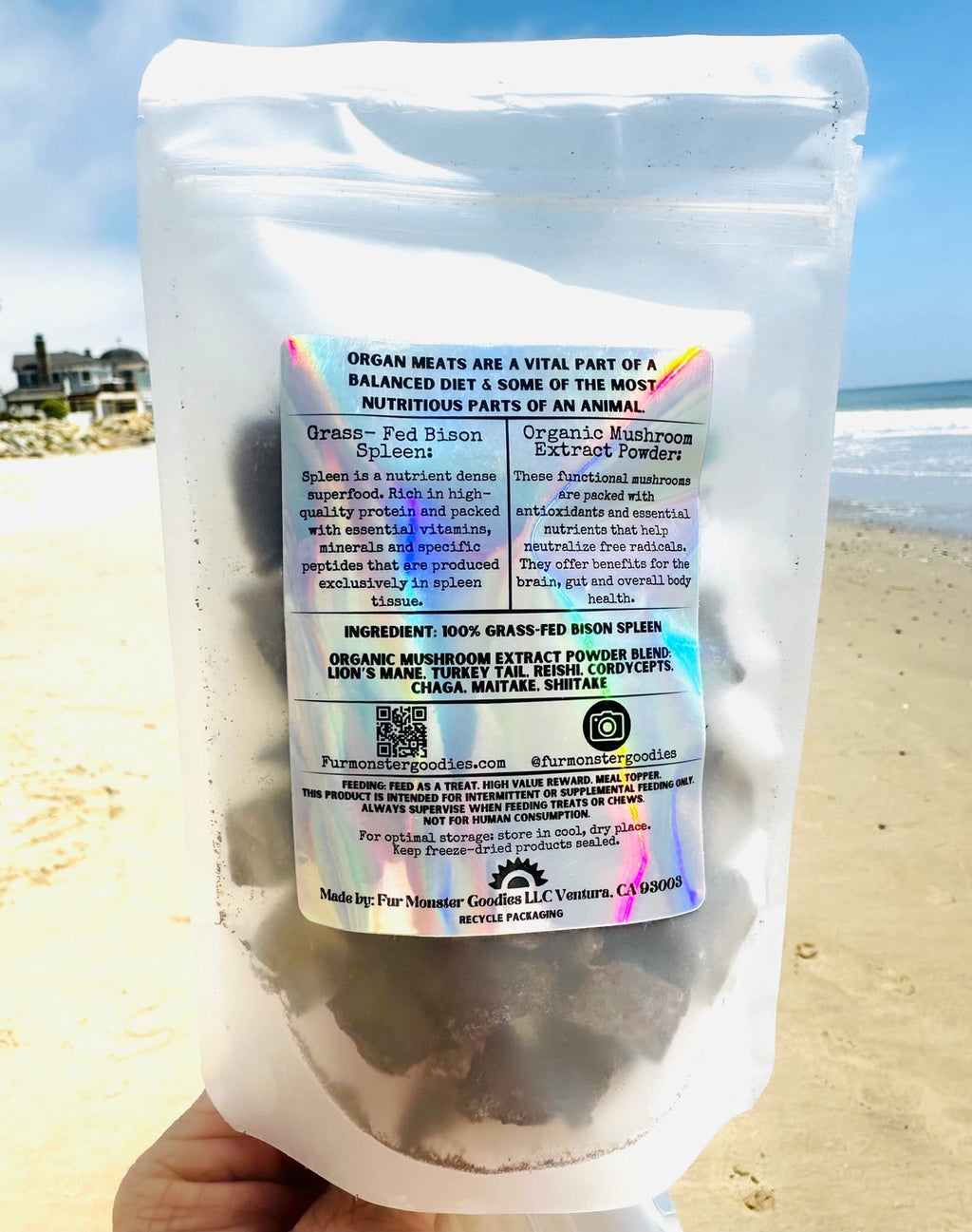 Fur Monster Goodies Freeze-Dried Organ: Bison Spleen & Functional Mushrooms