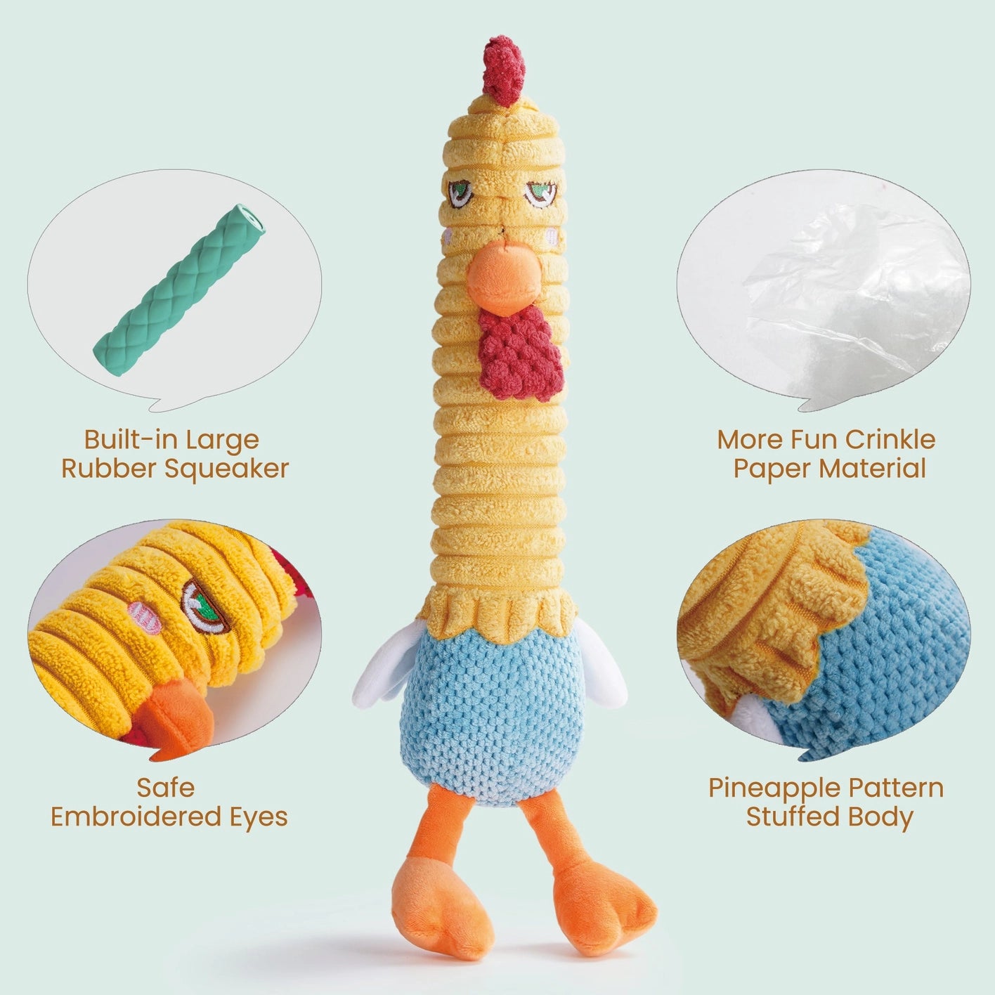 Nocciola 3 in 1 Chicken Rubber Dog Toy