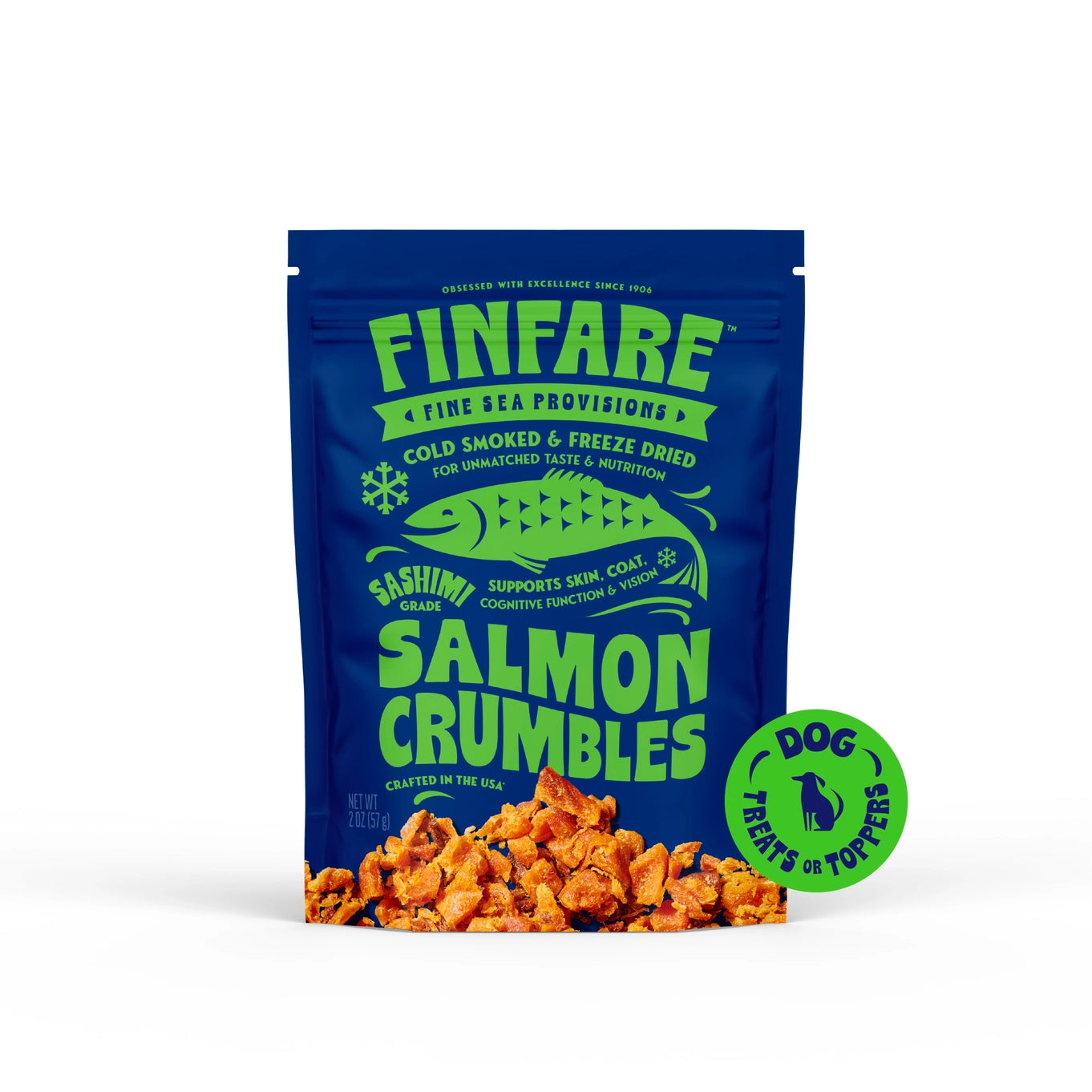 Finfare Freeze-Dried Salmon Crumbles (Treat & Topper) For Dogs & Cats