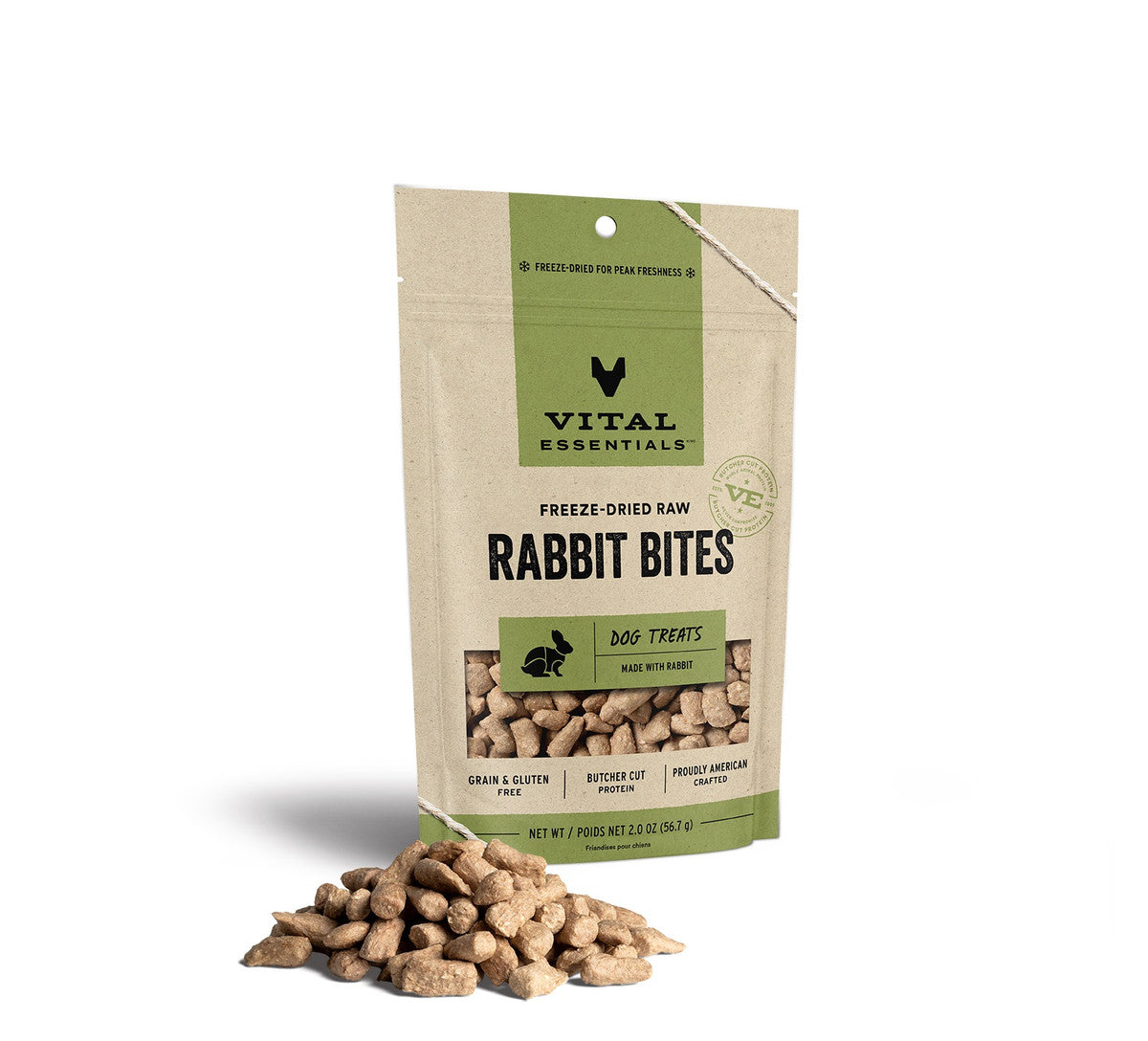 Vital Essentials Rabbit Bites Dog Treats 2 oz