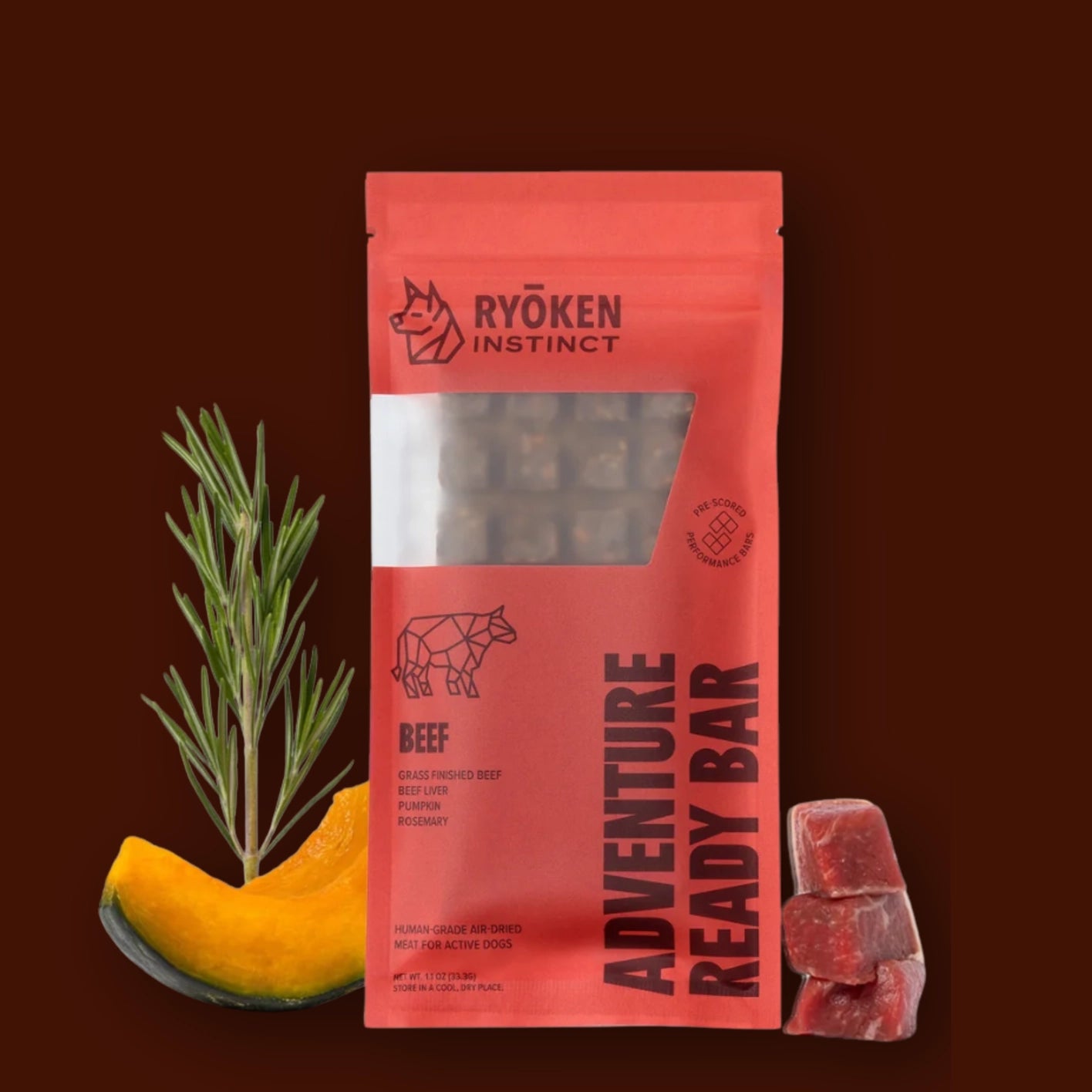 Ryōken Instinct Beef Treat & Snack Bar For Active Dogs - Energy & Recovery