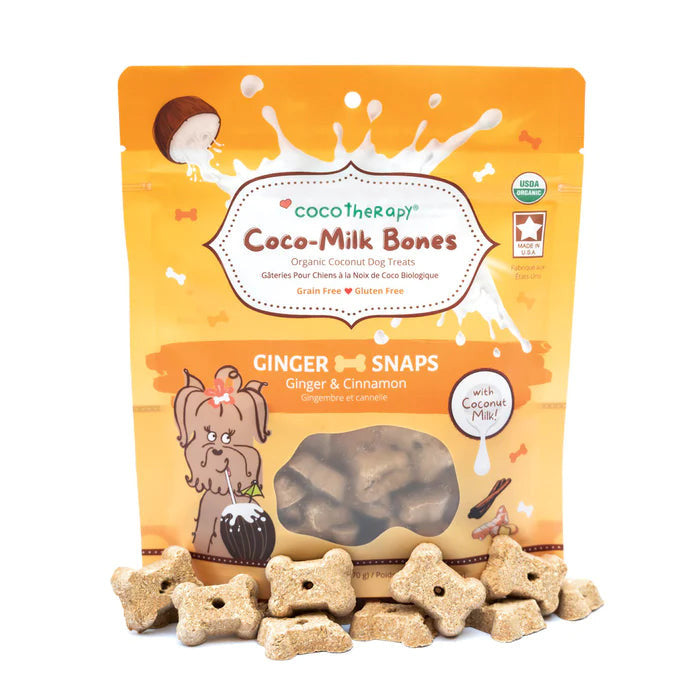 Coco Therapy Coco-Milk Bones Ginger Snaps Biscuit - Organic Coconut Treat for dogs