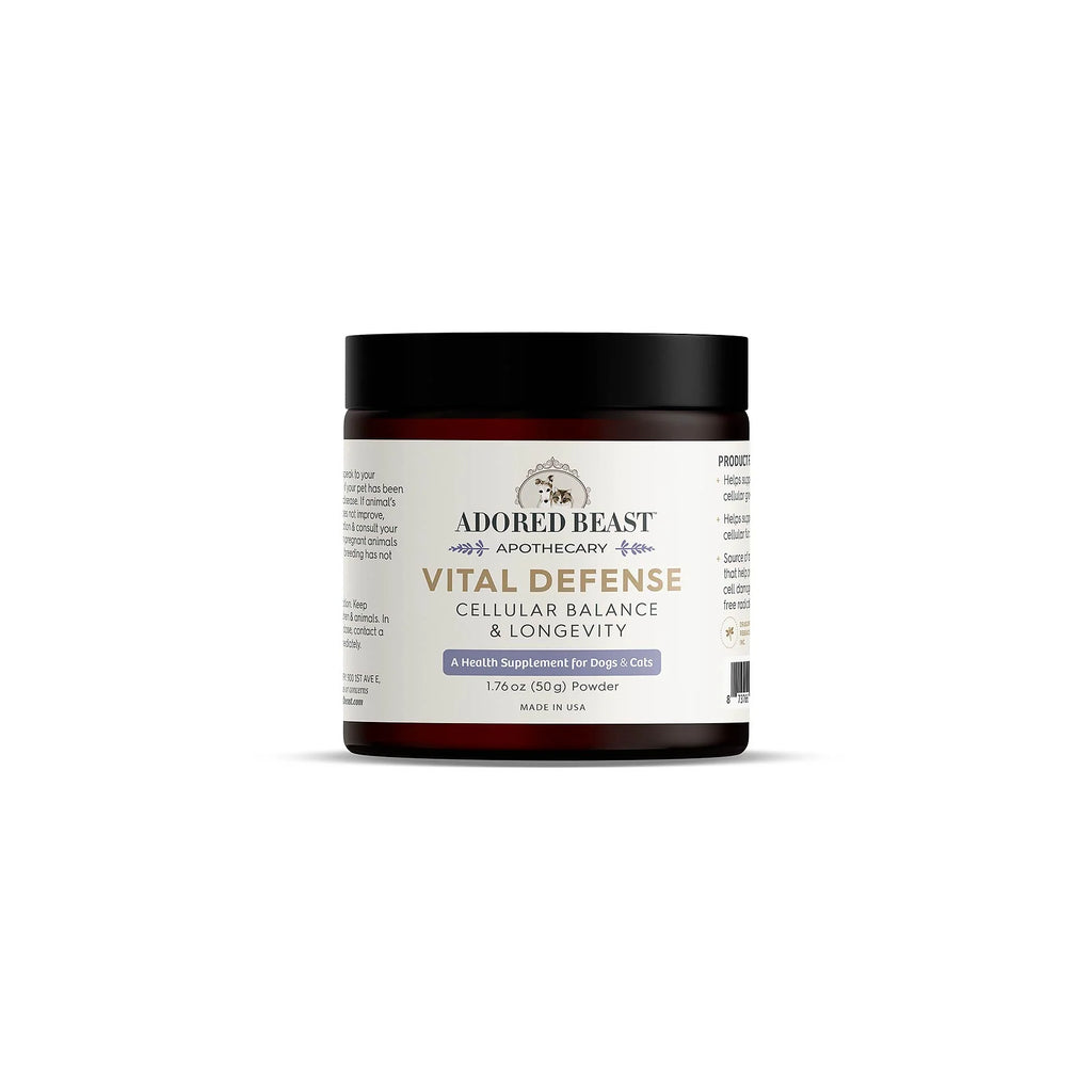 Jar of Adored Beast Apothecary Vital Defense on a white background