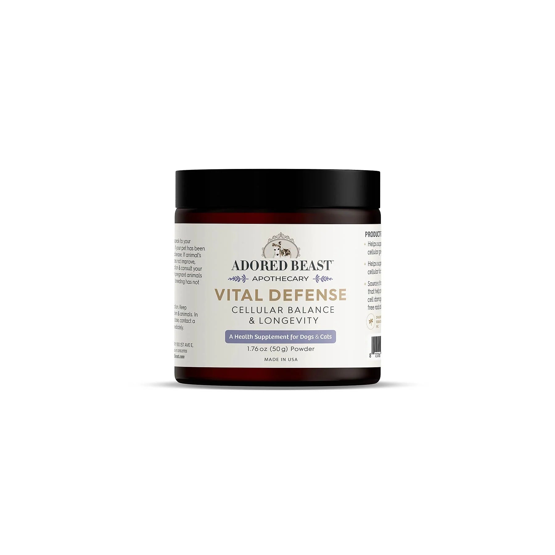 Jar of Adored Beast Apothecary Vital Defense on a white background