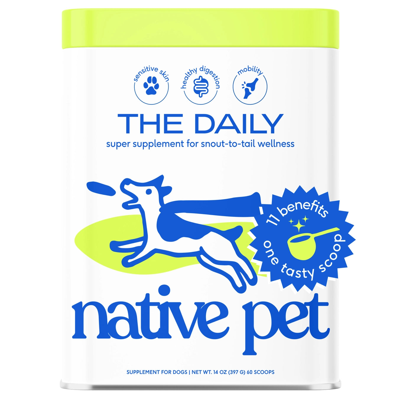 Native Pet The Daily Powder Supplement, 11-in-1 Multivitamins For Dogs